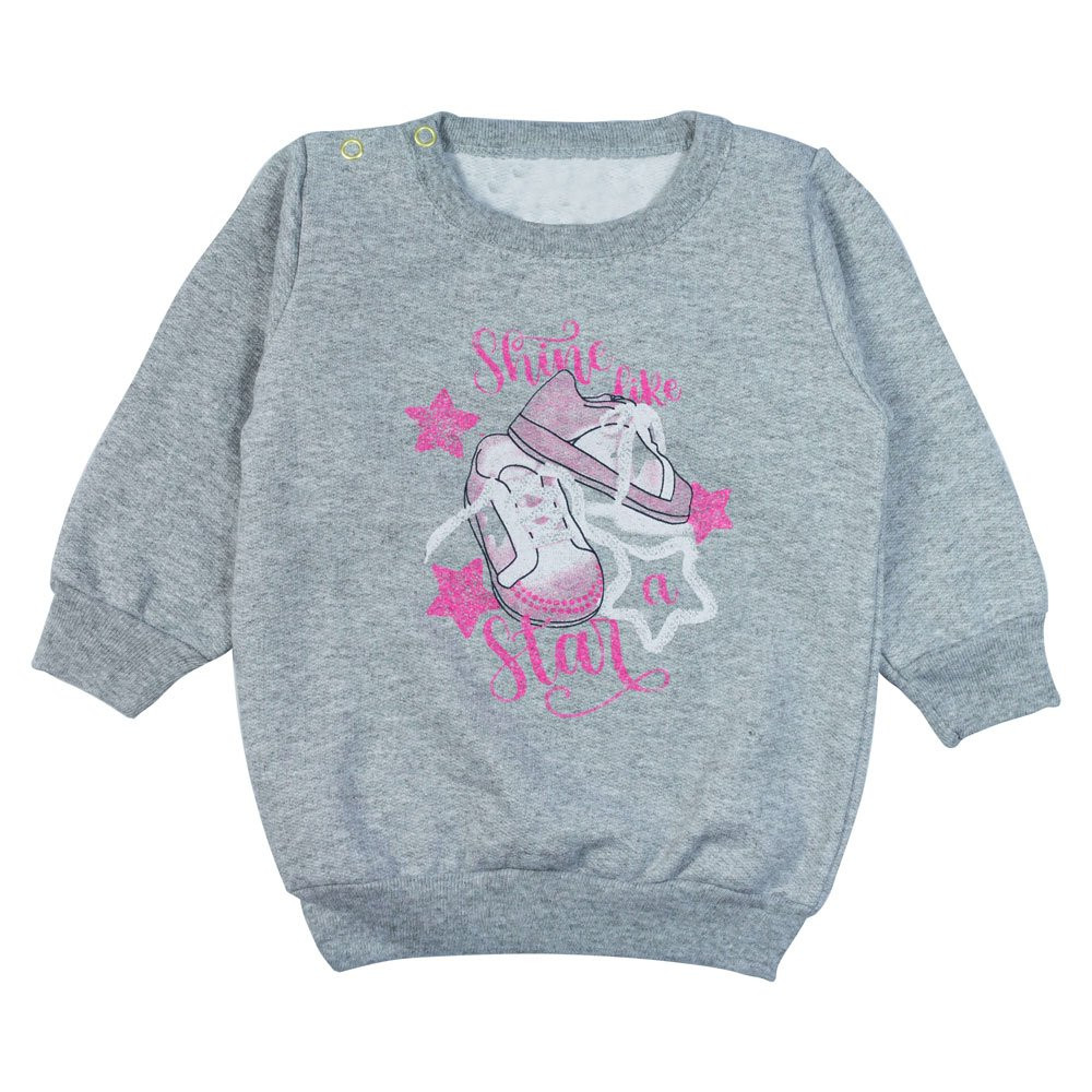 CONJUNTO MOLETOM BLUSA E CALÇA PARA BEBÊ ESTAMPADINHO STAR SHINE MESCLA