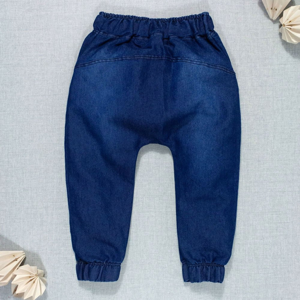 CALÇA PARA BEBÊ JEANS JOGGER COM CORDÃO PINK