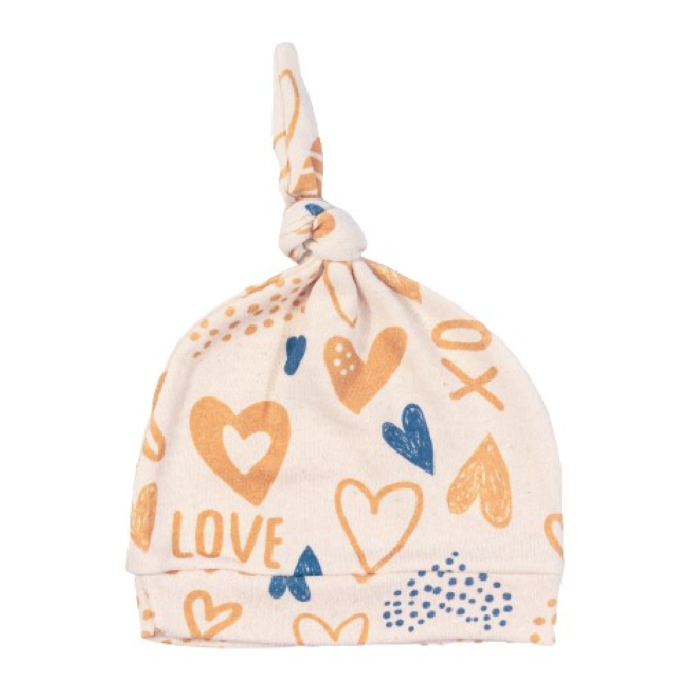 CONJUNTO LONGO COM TOUCA TECIDO ECOLÓGICO PARA BEBÊ BORDADO LOVE