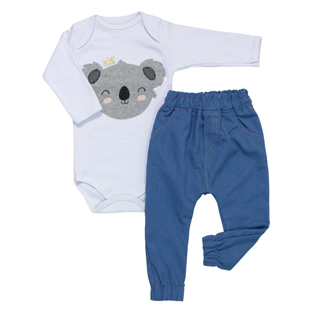 Conjunto para Bebês Meninos em Tons de Branco e Azul Nimbus