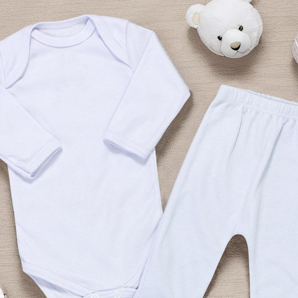Conjunto para Bebê Branco Basic Unissex - Maciez e Conforto