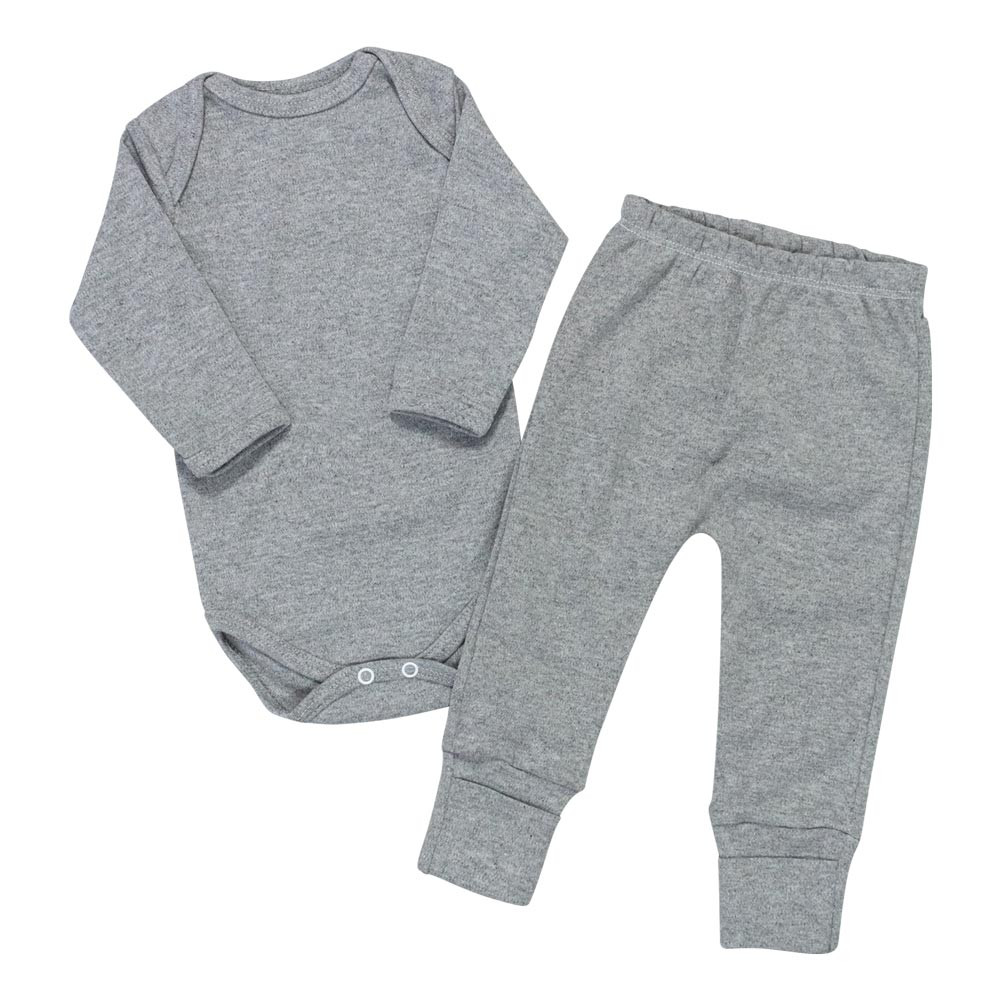 Conjunto para Bebê Unissex Basic Mescla em Suedine