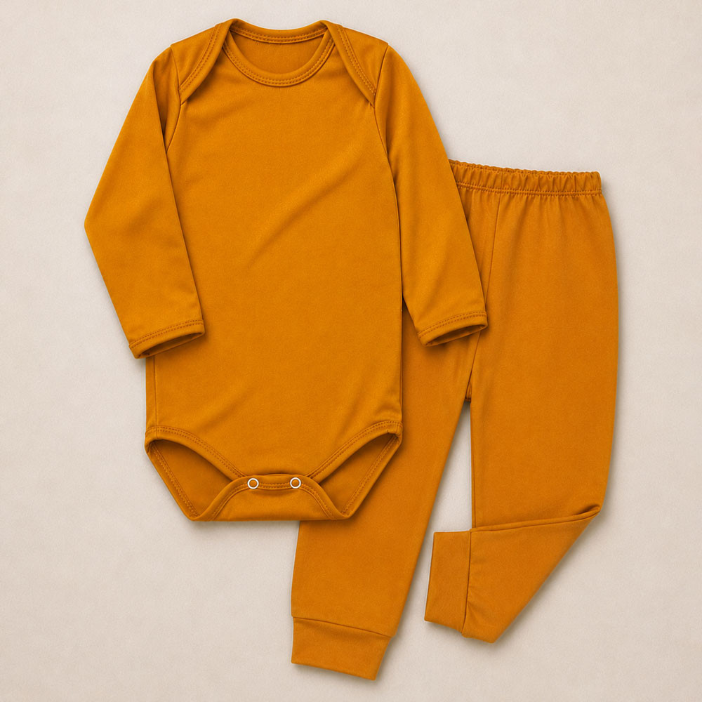 Conjunto Térmico Infantil Body Manga Longa e Calça Pé Aberto Quentinho Caramelo 12 a 24 Meses
