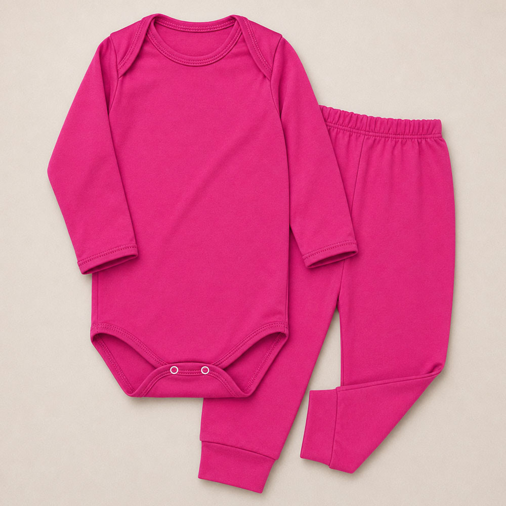 Conjunto Térmico Infantil Body Manga Longa e Calça Pé Aberto Quentinho Pink 12 a 24 Meses