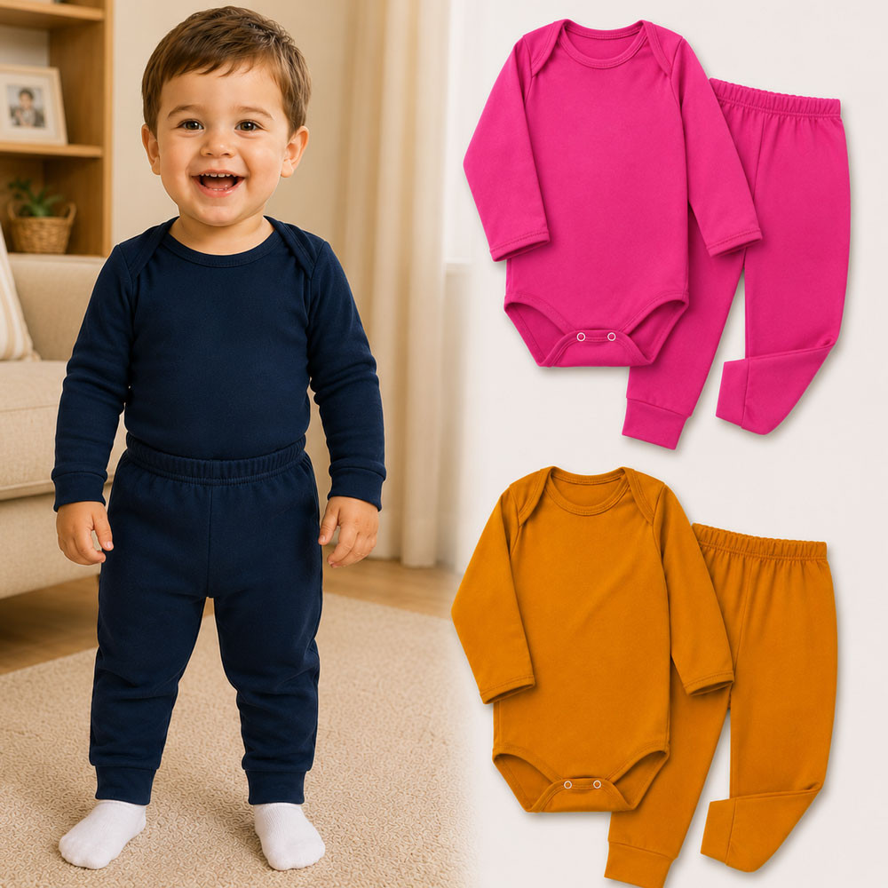 Conjunto Térmico Infantil Body Manga Longa e Calça Pé Aberto Quentinho Pink 12 a 24 Meses