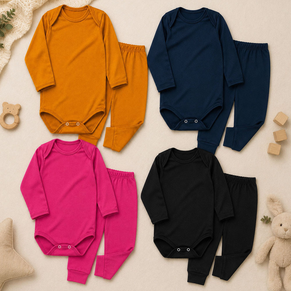 Conjunto Térmico Infantil Body Manga Longa e Calça Pé Aberto Quentinho Caramelo 12 a 24 Meses