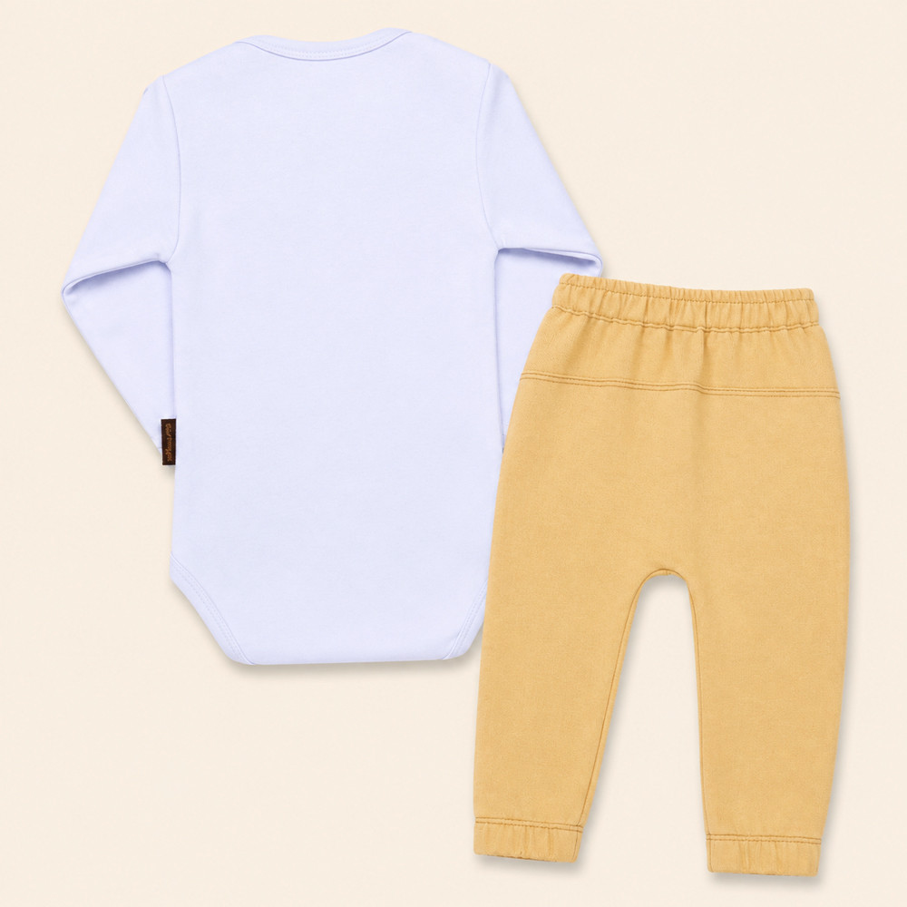 Conjunto Bebê Body Manga Longa Estampa Leão e Calça Jogger Ecolinho