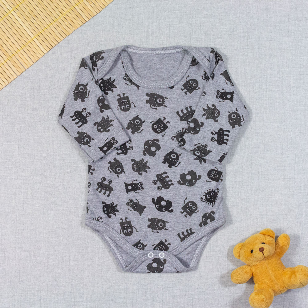 KIT BODY LONGO COM CALÇA PARA BEBÊ 3 PEÇAS MONSTRINHOS