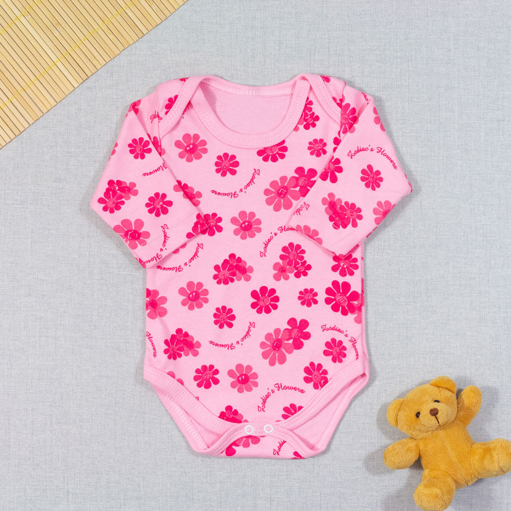 KIT BODY LONGO COM CALÇA PARA BEBÊ 3 PEÇAS FLORZINHAS