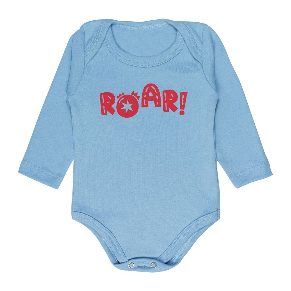 CONJUNTO BODY LONGO E CALÇA PARA BEBÊ ESTAMPADO ROAR AZUL CLARO