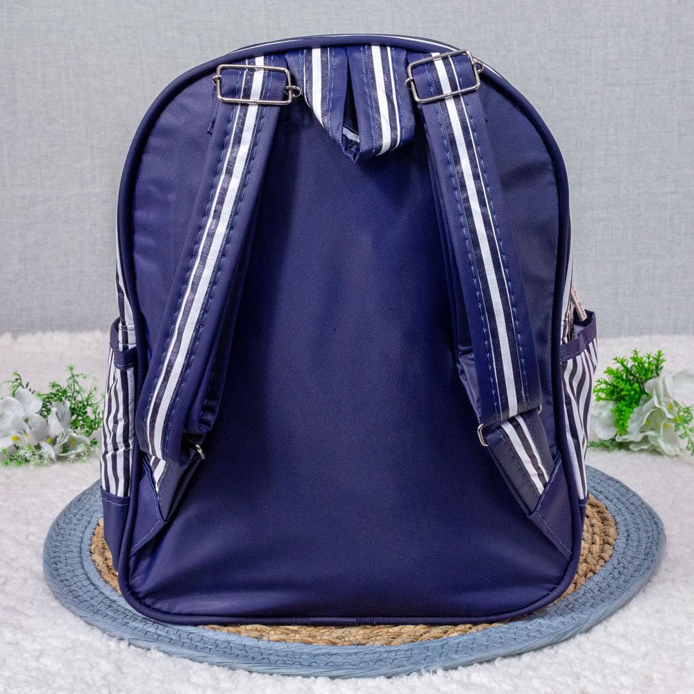 MOCHILA DE MATERNIDADE PREMIUM BOLSO LISTRADINHO MARINHO