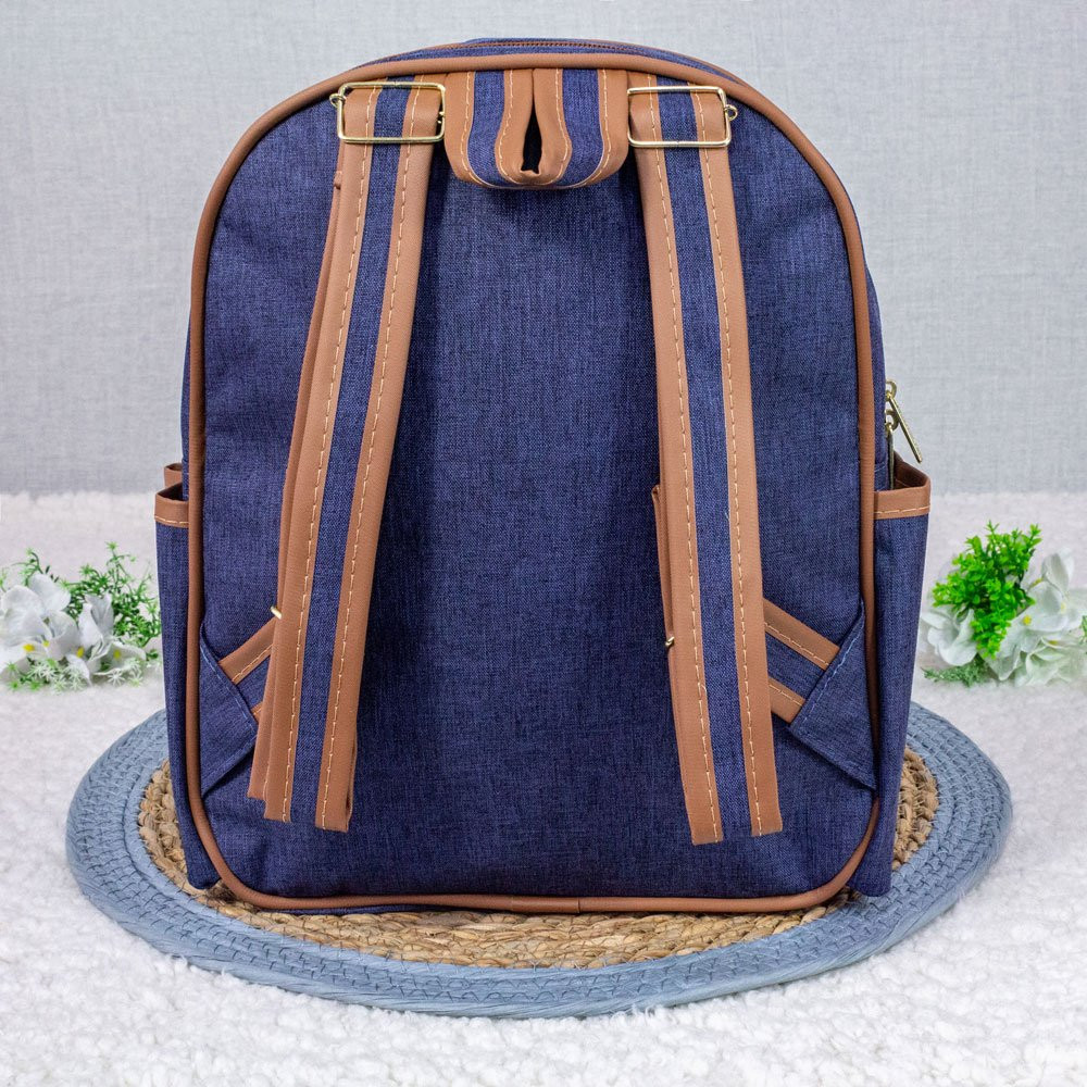 MOCHILA DE MATERNIDADE CASUAL LUXO COM BOLSO MARINHO