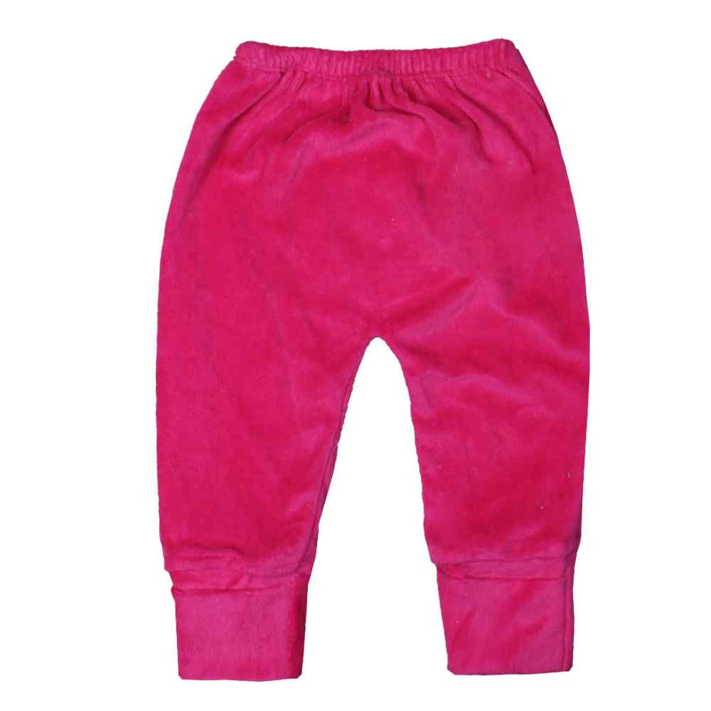 CALÇA PARA BEBÊ PÉ REVERSÍVEL PLUSH PINK BORDADO NO BUMBUM
