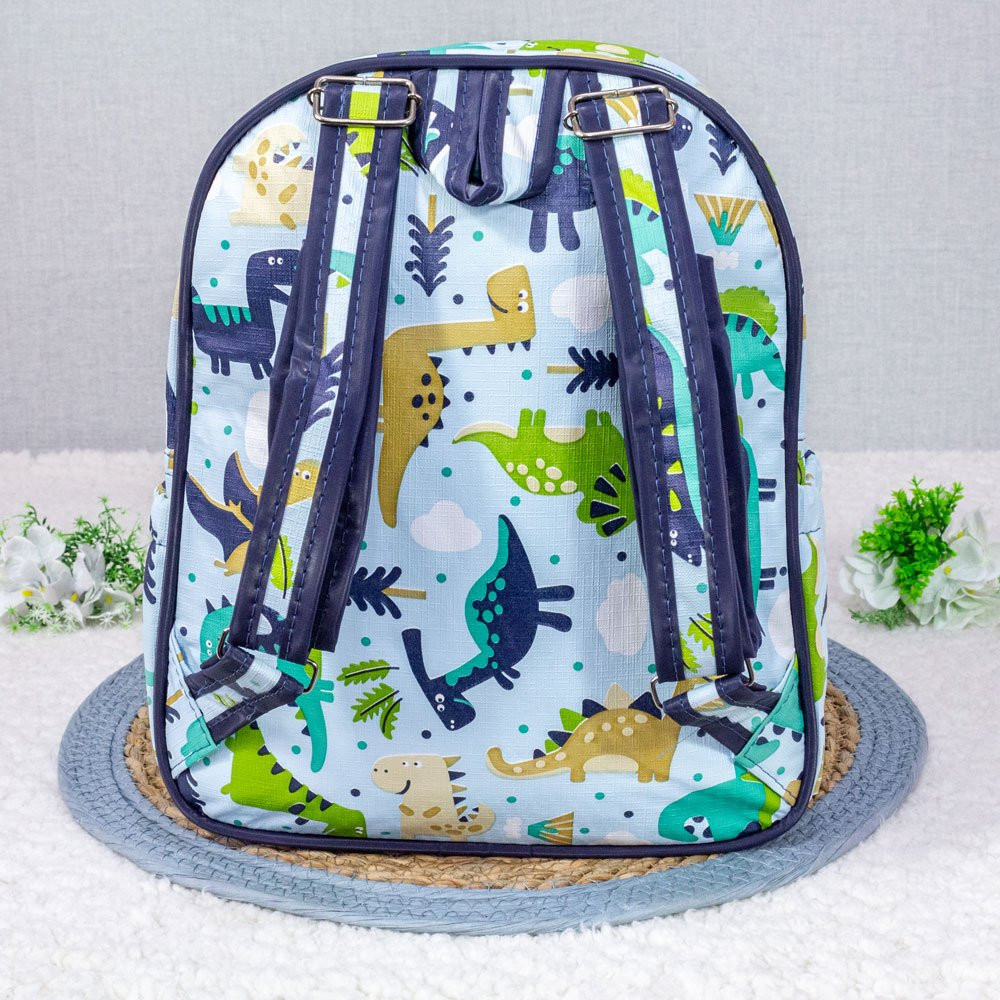 MOCHILA DE MATERNIDADE LUXO ESTAMPADINHA DINO AZUL CLARO