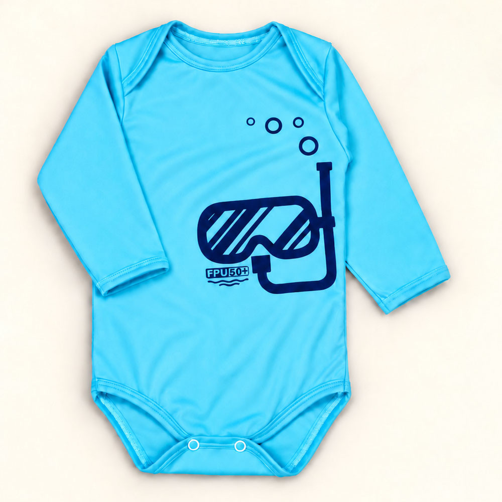 Conjunto Bebê Com Proteção Solar Body Uv50+ E Boné Azul Claro de 3 Meses a 1 Ano