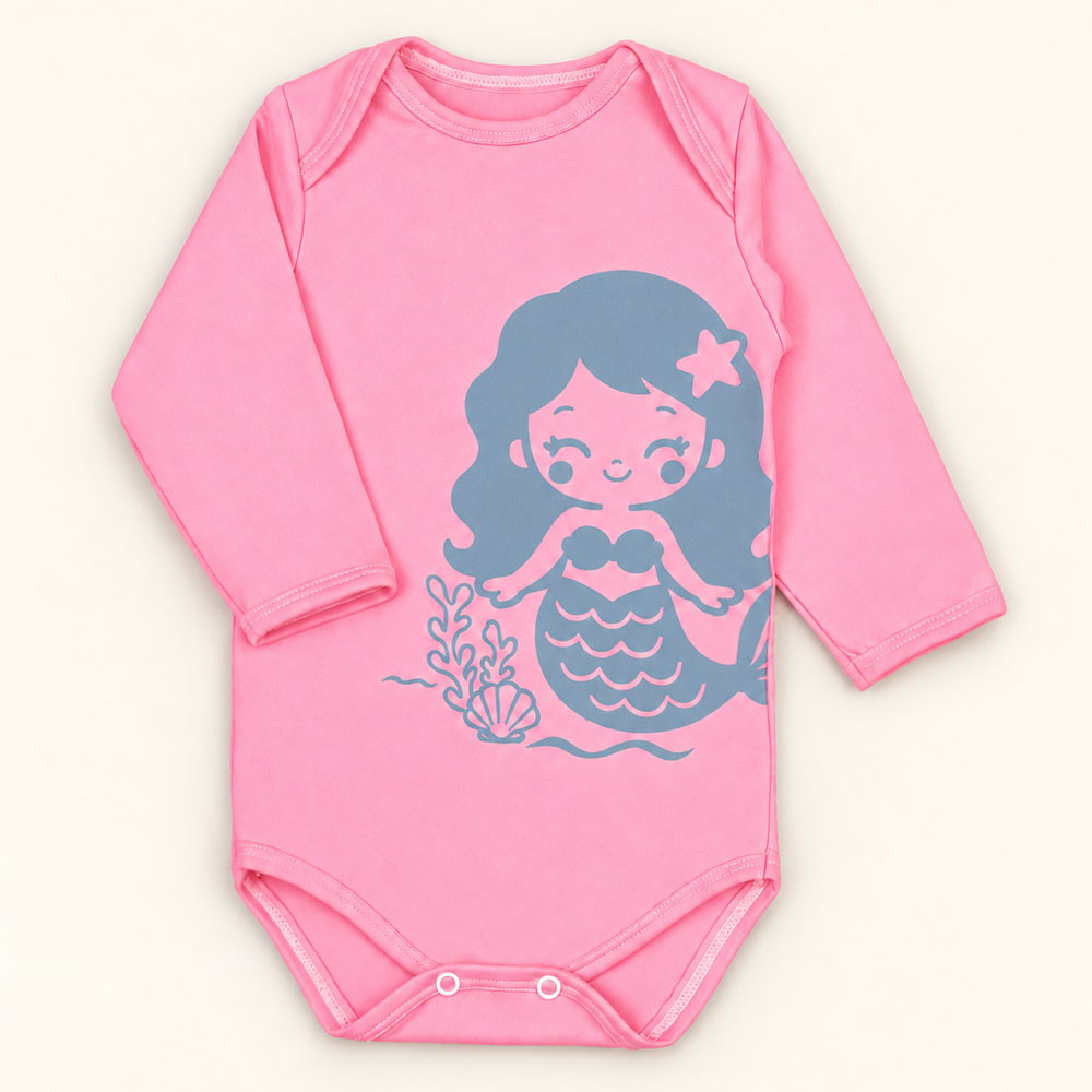 Conjunto Bebê Com Proteção Solar Body Uv50+ E Boné Rosa Claro Sereia de 3 Meses a 1 Ano