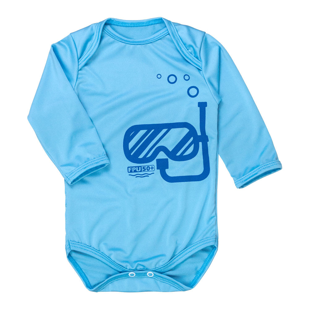 Body Longo UV50+ Bebê Mergulhador Azul - Proteção para Praia