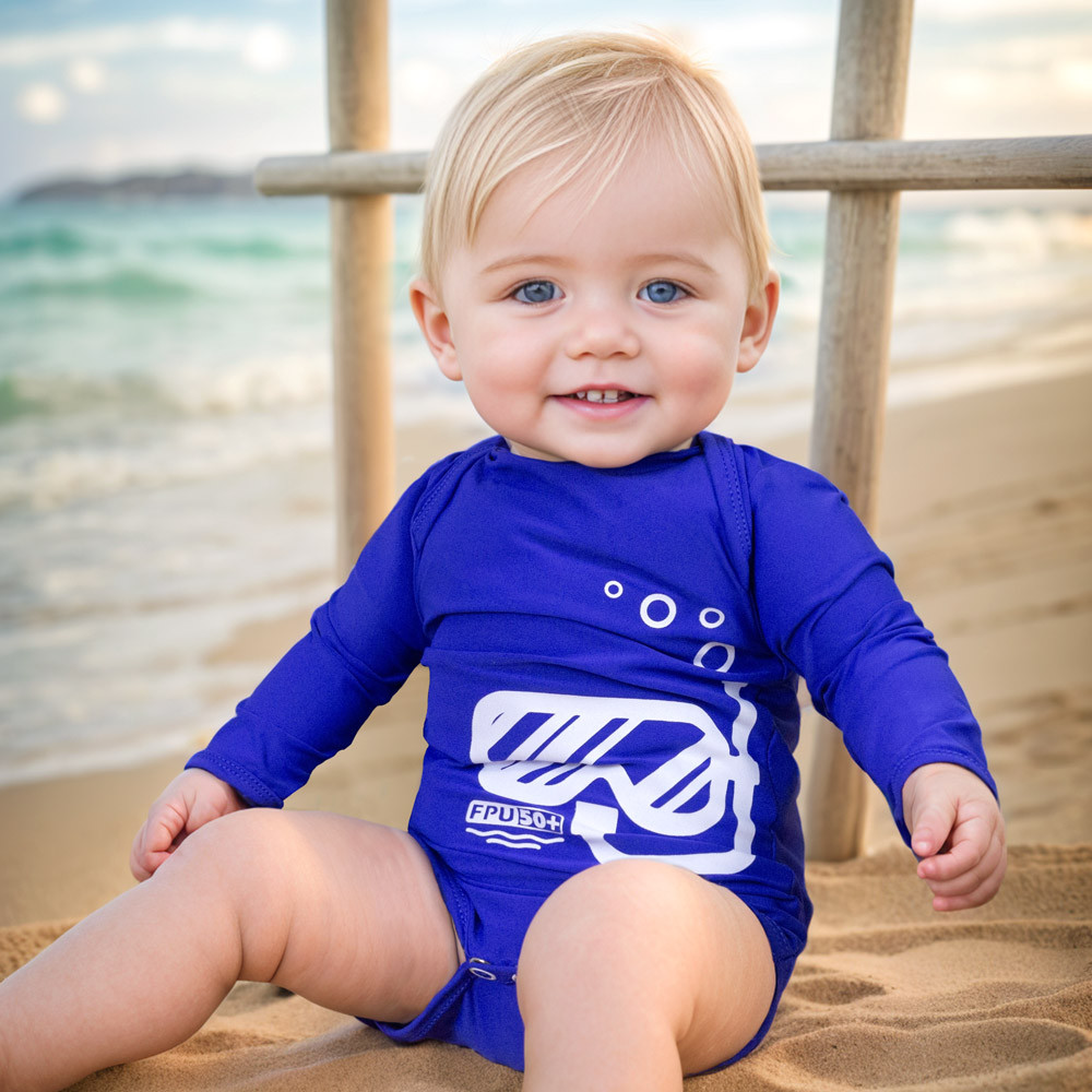 Body Para Bebê Menino em Tecido de Proteção UV50+