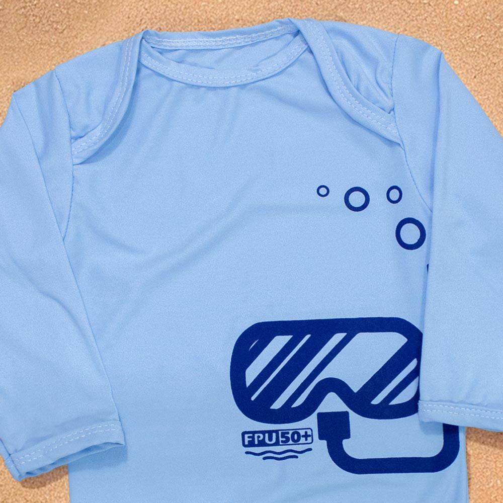 Body para Praia e Piscina com Proteção UV50+ Azul para Bebê