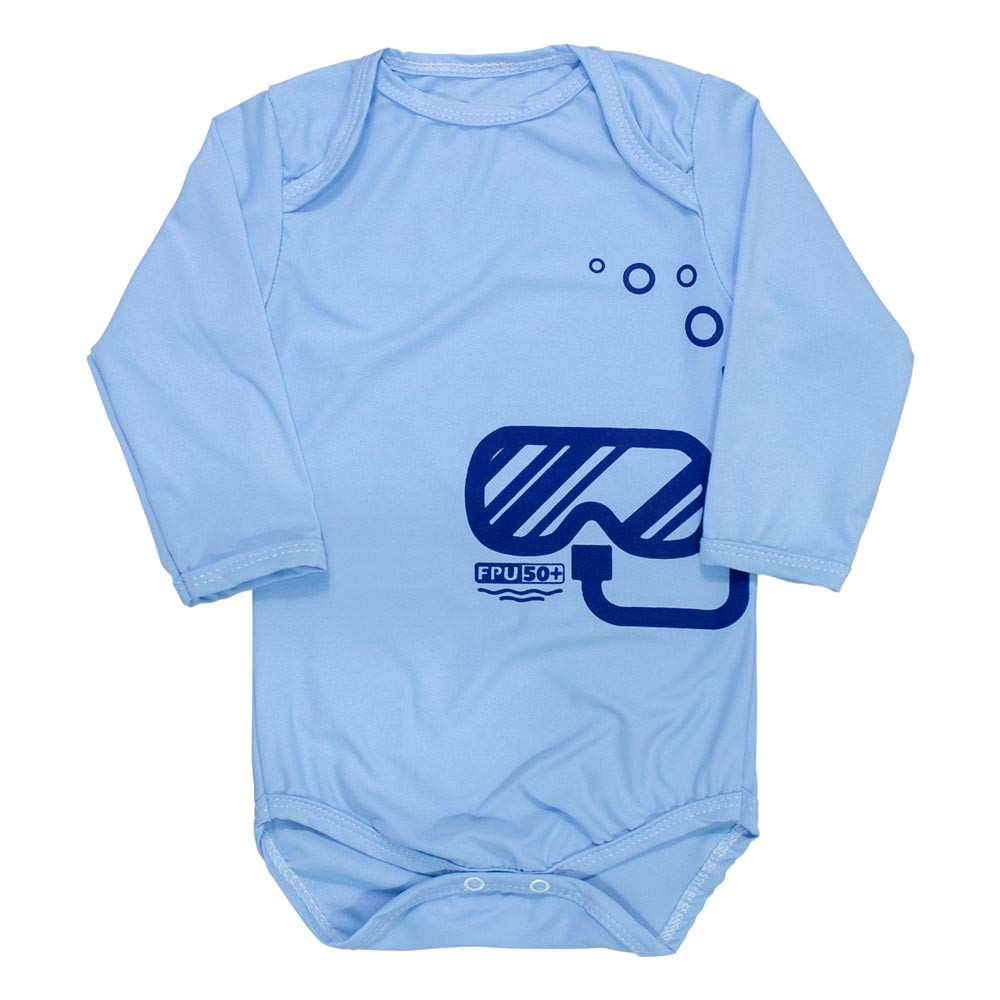 Body para Praia e Piscina com Proteção UV50+ Azul para Bebê