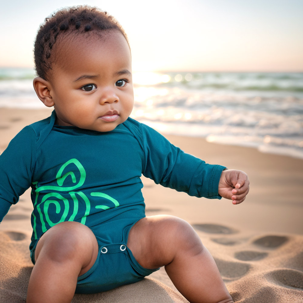 Body Para Bebê Menino em Tecido de Proteção UV50+