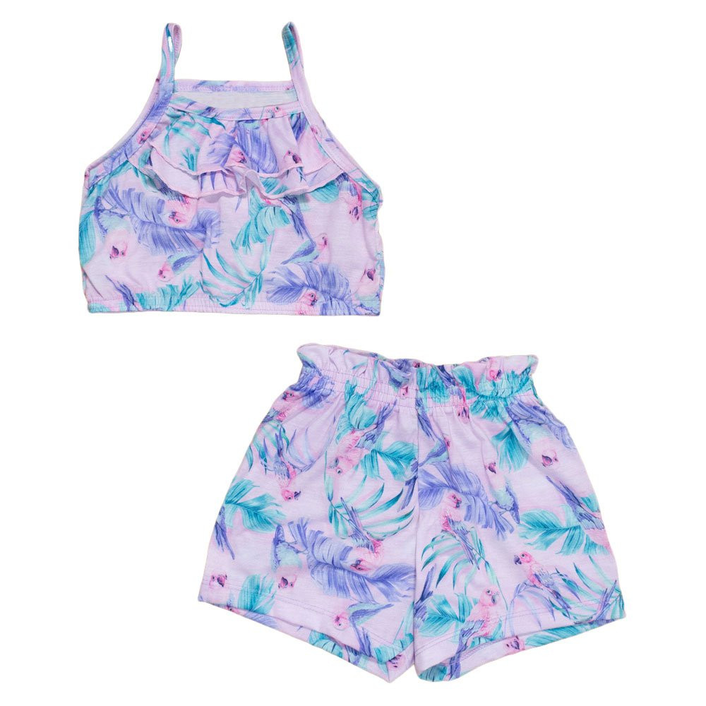 Conjunto Infantil 4 Ao 8 Cropped e Shorts Estampadinho