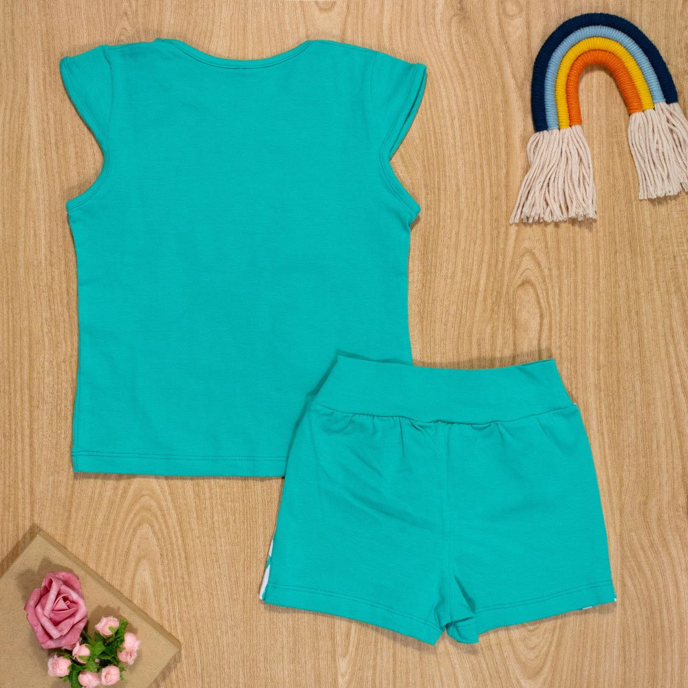 Conjunto Infantil 4 Ao 8 Blusa e Shorts Tropical Summer Verde