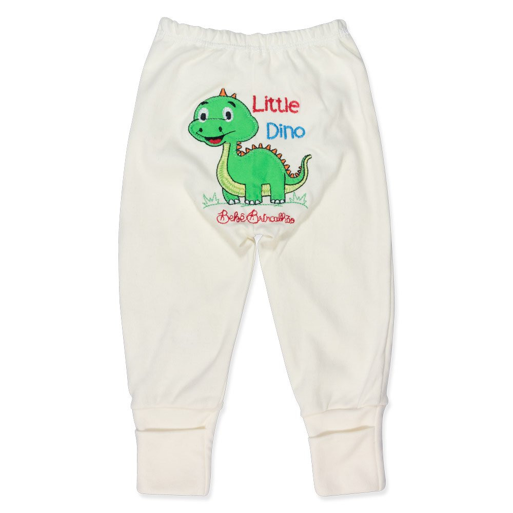KIT 3 CALÇAS EM SUEDINE COM BORDADO DINOSSAURO PARA BEBÊ MENINO