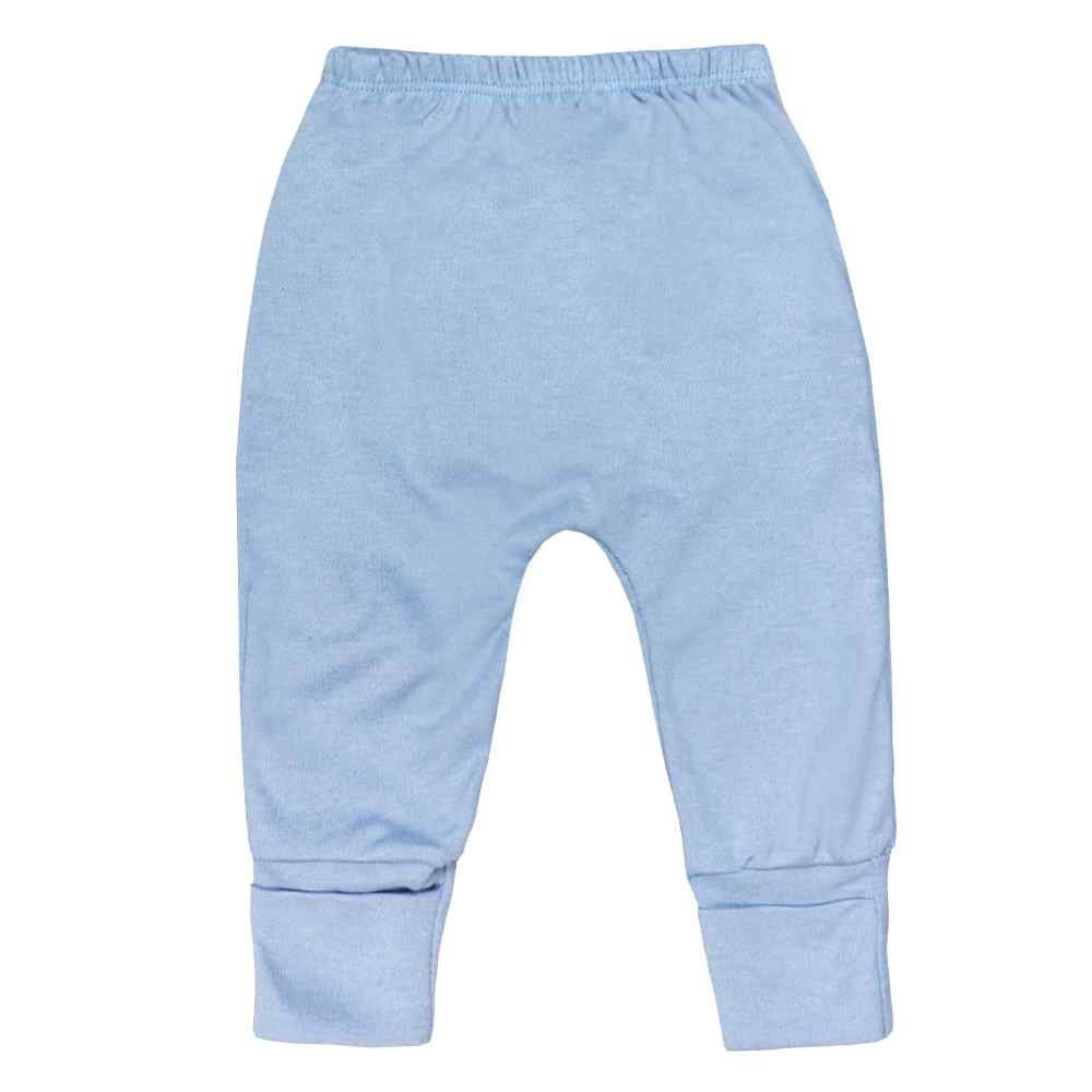 CALÇA PARA BEBÊ SUEDINE PÉ REVERSÍVEL E BORDADO NO BUMBUM AZUL
