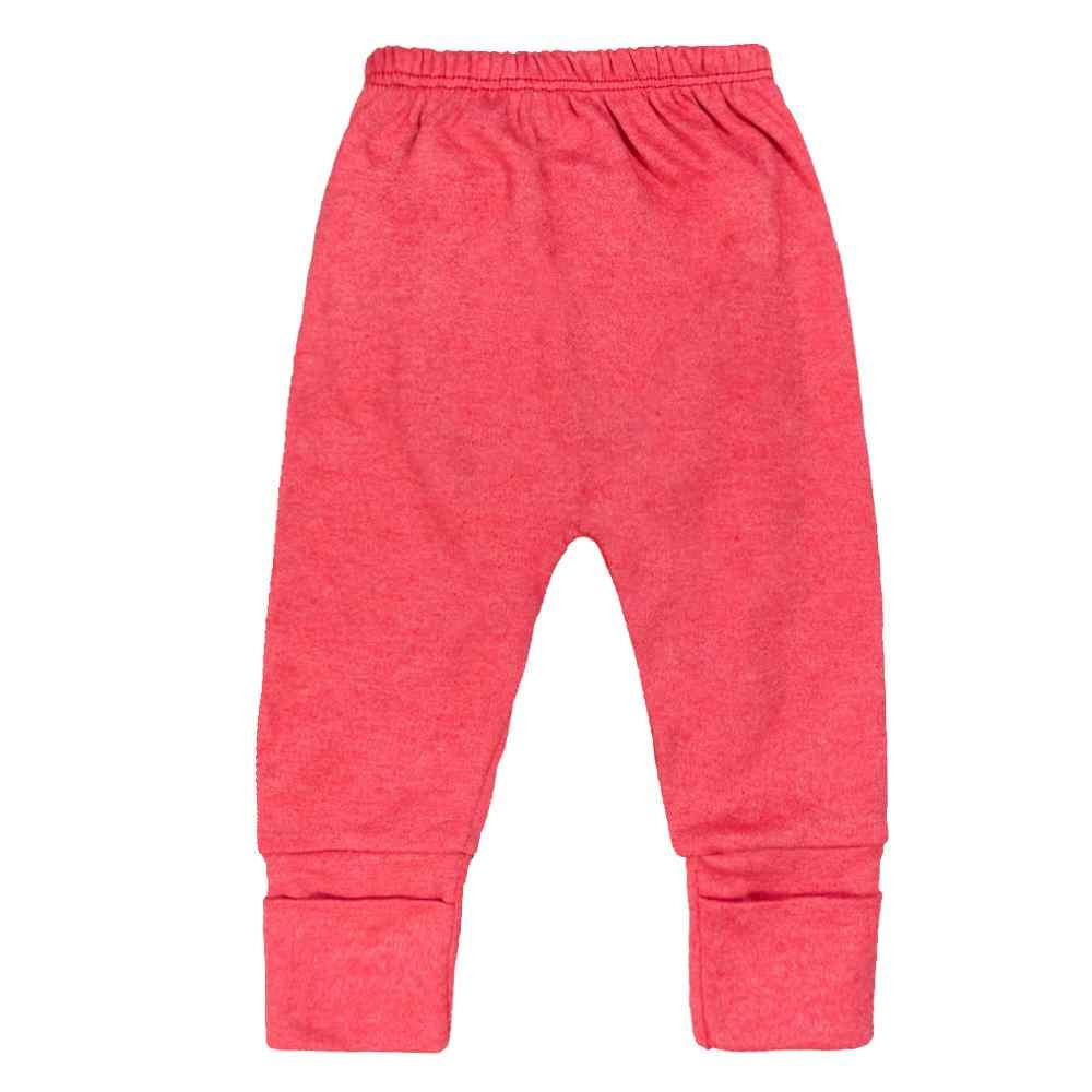 CALÇA PARA BEBÊ SUEDINE PÉ REVERSÍVEL E BORDADO NO BUMBUM VERMELHO