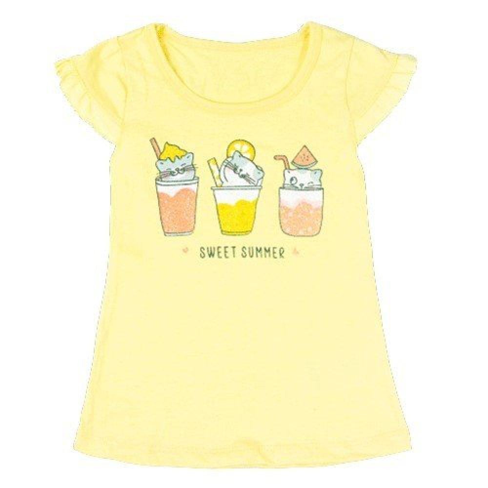CONJUNTO CURTO BLUSA E SHORTS SAIA INFANTIL ESTAMPADO SUMMER AMARELO