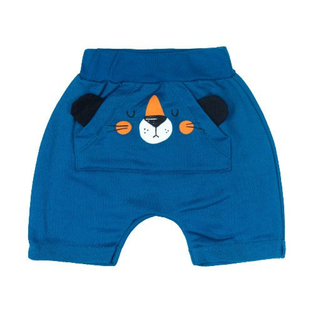 CONJUNTO CURTO CAMISETA E BERMUDA PARA BEBÊ ESTAMPADO ROAR AZUL