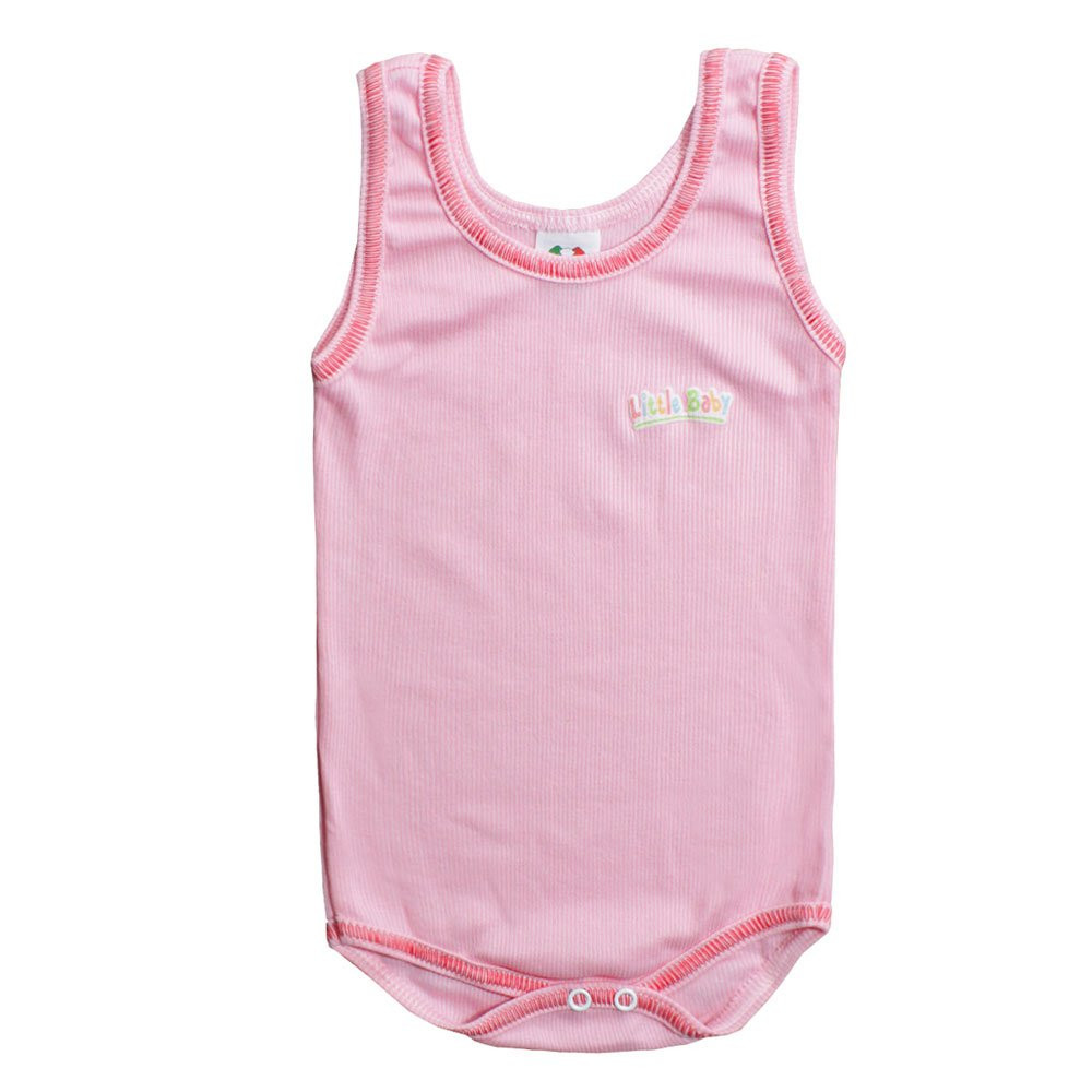 KIT BODY PARA BEBÊ MENINA LISO CANELADO REGATA 3 UNI.