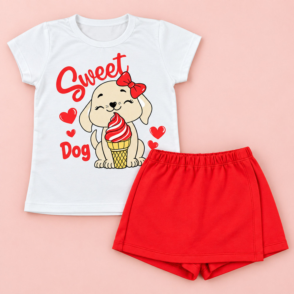 Conjunto 6 Peças Para Menina Blusinha E Shorts Saia de 02 a 10 Anos