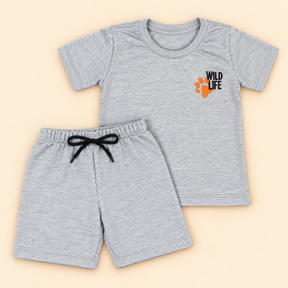 Conjunto Infantil Menino Verão Bordado Monocromático Mescla de 2 até 10 anos