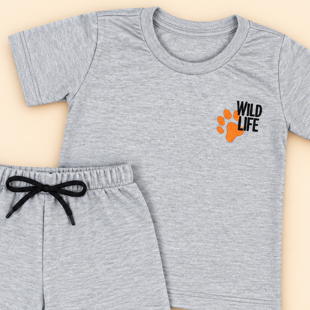Conjunto Infantil Menino Verão Bordado Monocromático Mescla de 2 até 10 anos