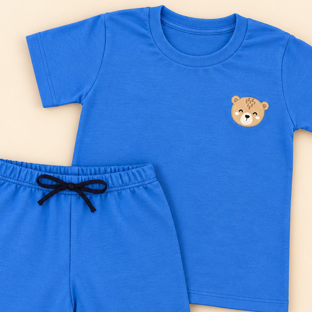 Conjunto Infantil Menino Verão Bordado Monocromático Royal de 2 até 10 anos