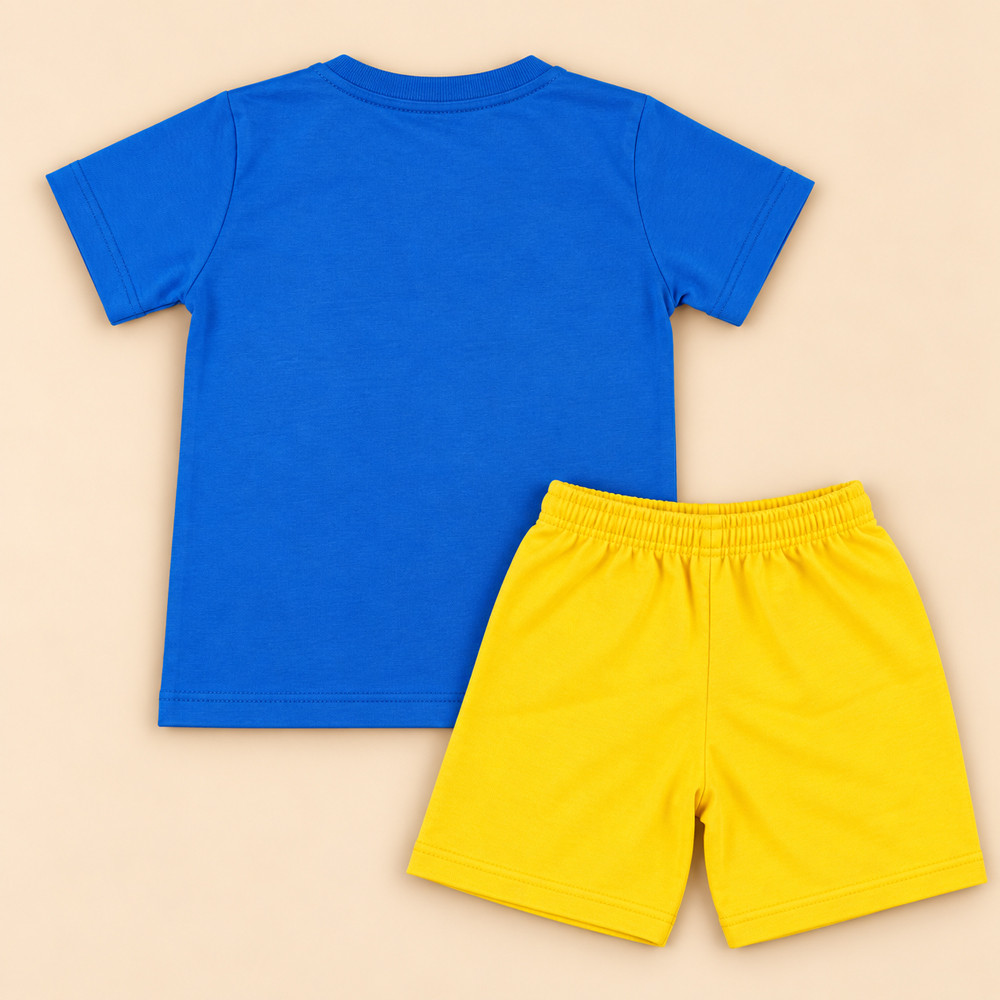 Conjunto Menino até 10 anos Camiseta Algodão e Bermuda Look Coordenado Royal 