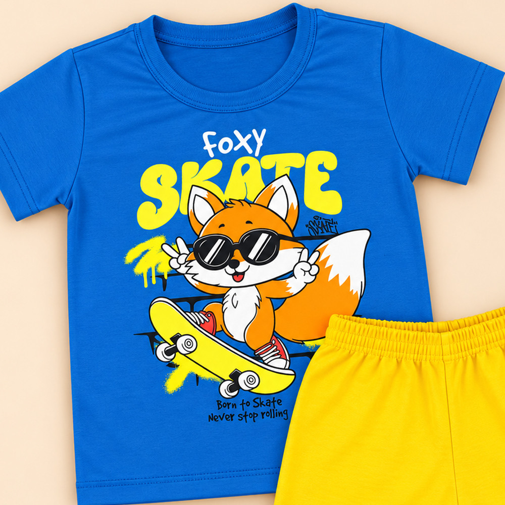 Conjunto Menino até 10 anos Camiseta Algodão e Bermuda Look Coordenado Royal 