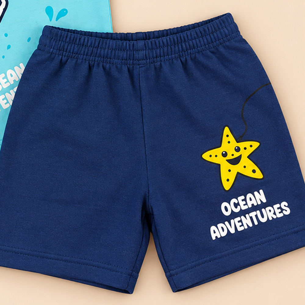 Conjunto Menino até 10 anos Camiseta Algodão e Bermuda Look Coordenado Turquesa