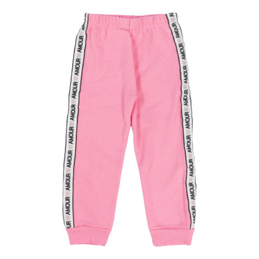 CONJUNTO LONGO INFANTIL EM MOLETOM BLUSA E CALÇA BORDADINHO ROSA