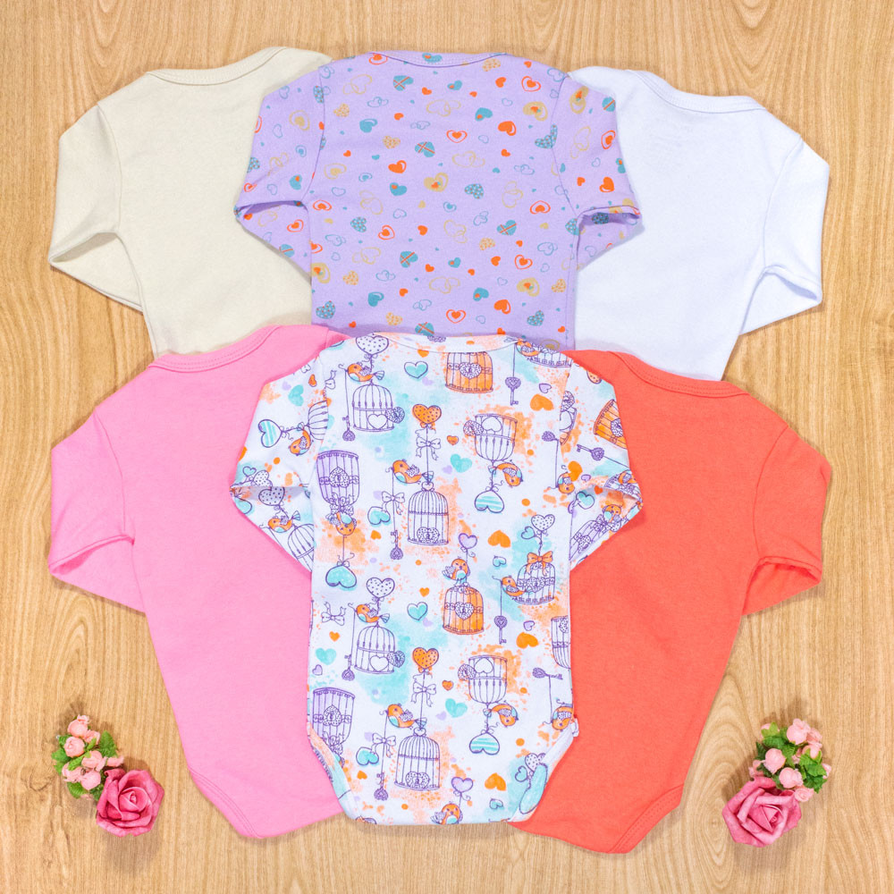 Roupa de Bebê Kit Body Menina c/ 6 Peças Algodão