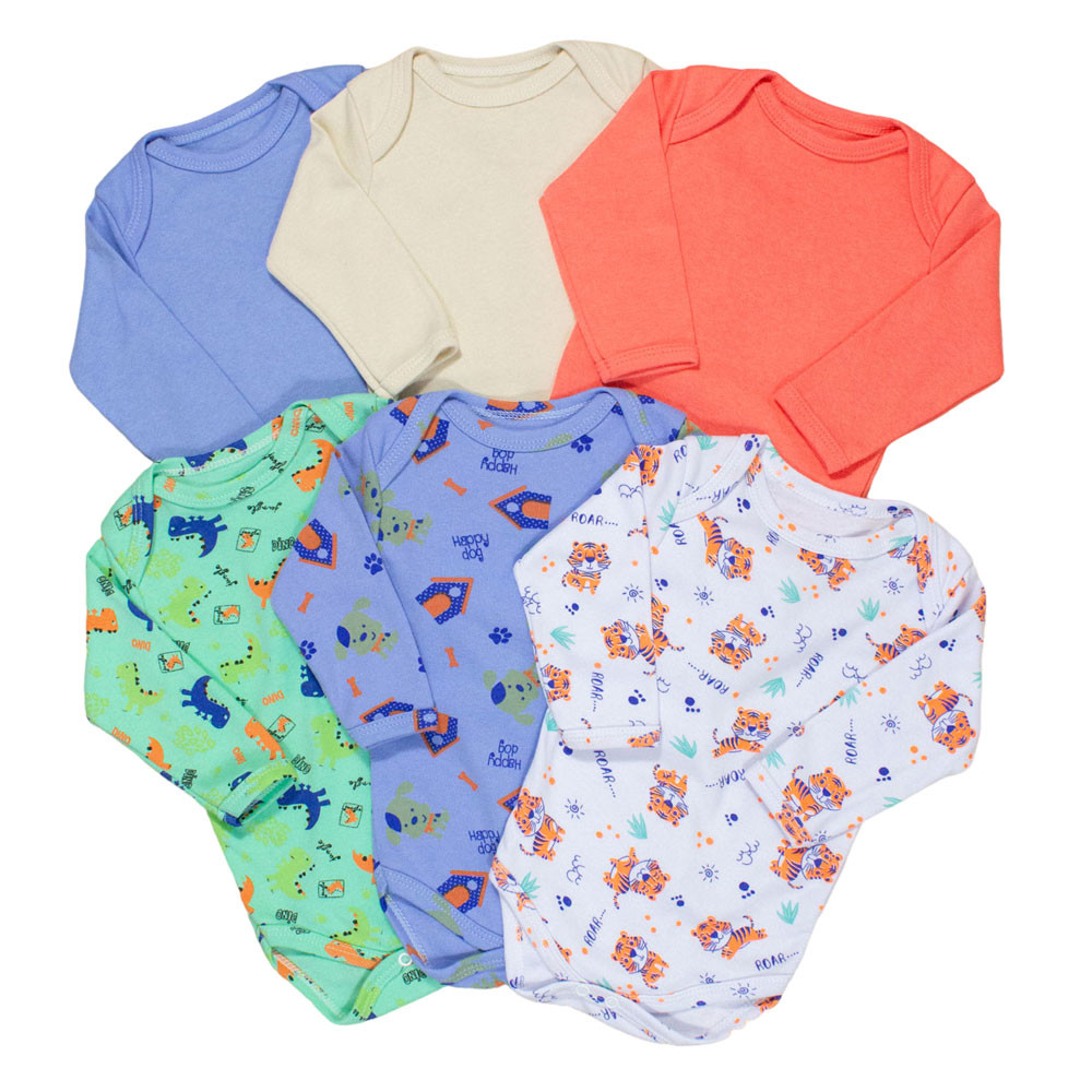 Roupa de bebê kit body menino c/ 6 peças algodão