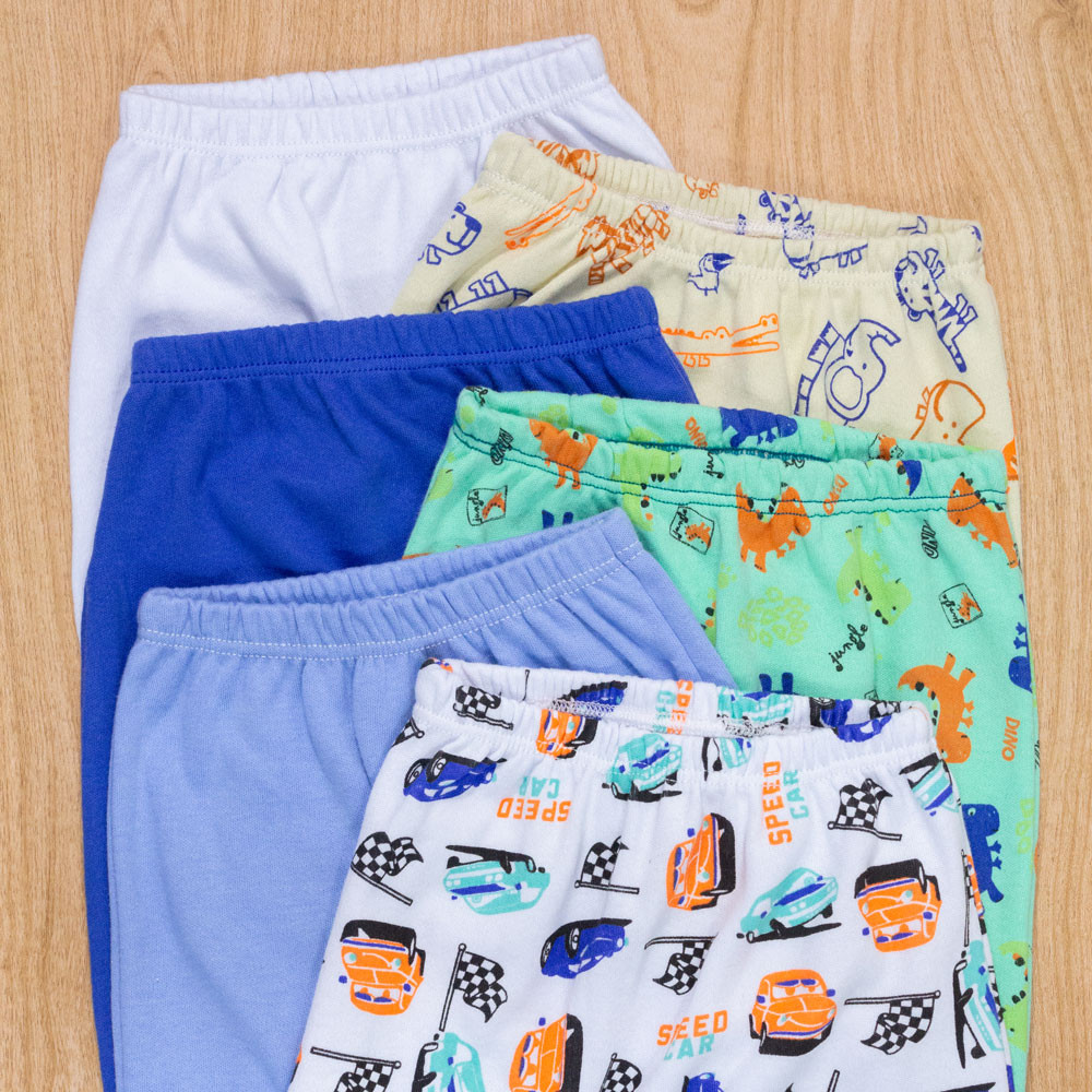 Kit Calças Lisa e Estampada com 6 Peças para Menino