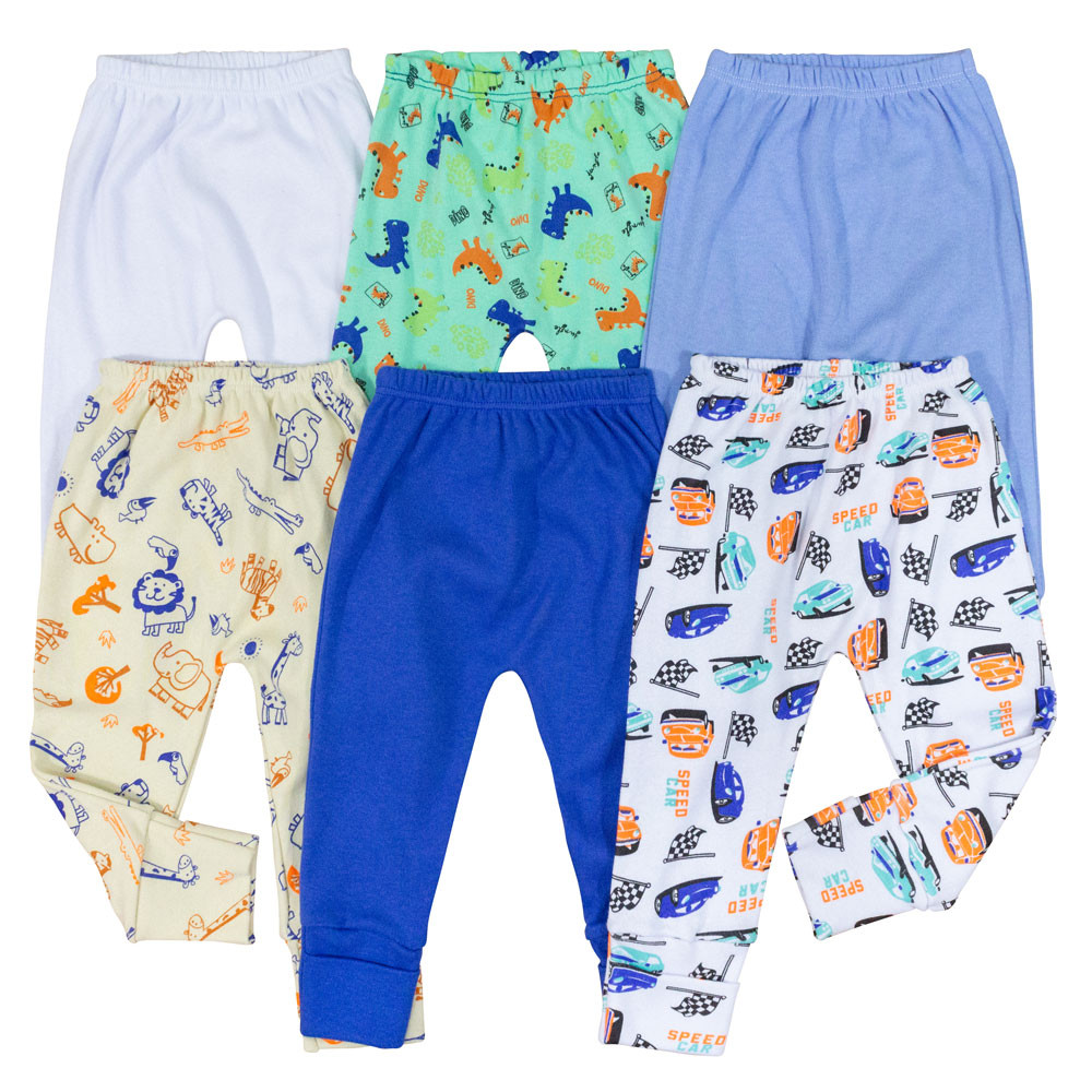 Kit Calças Lisa e Estampada com 6 Peças para Menino