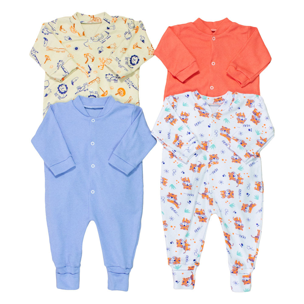 Conjunto de Macacões Bebê Cores Verão 4 Peças