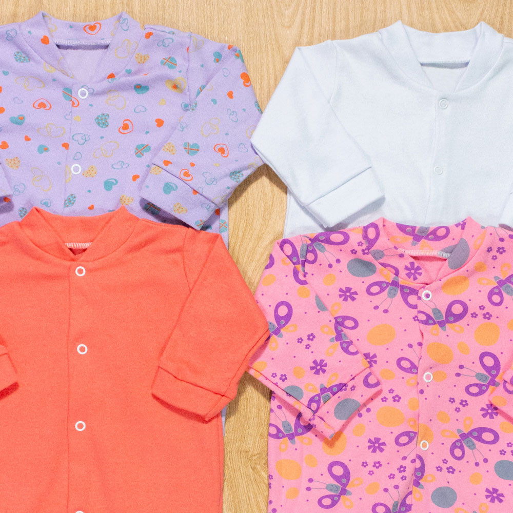 Kit 4 Macacões Bebê Menina em Algodão Enxoval Colorido