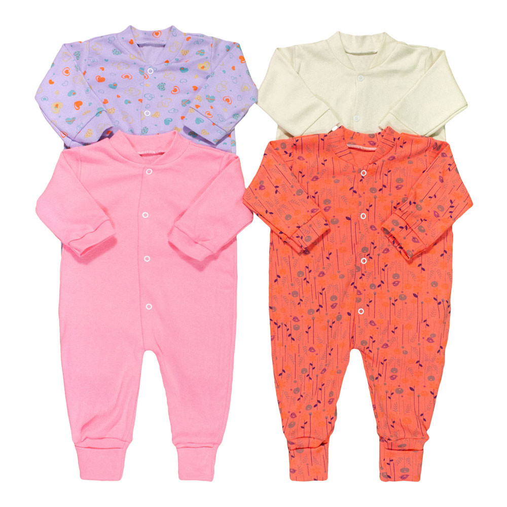 Conjunto de 4 Macacões Fresquinhos com Estampas Fofas Bebê
