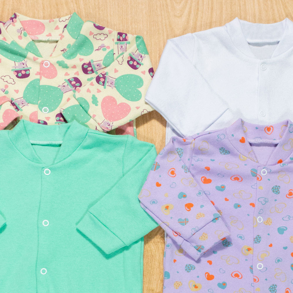 Kit 4 Macacões Pé Reversível em Algodão Colorido Menina