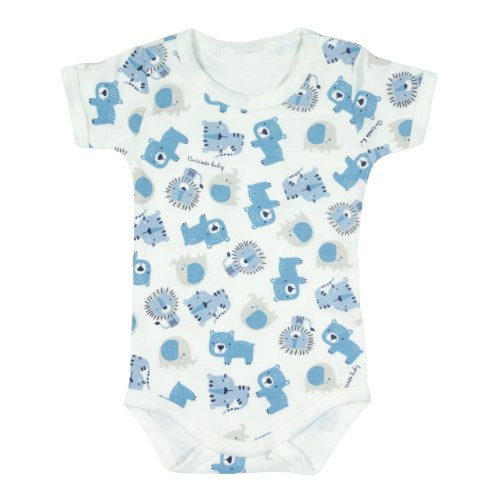 CONJUNTO CURTO BODY E BERMUDA BUMBUM BORDADO LEÃO AZUL